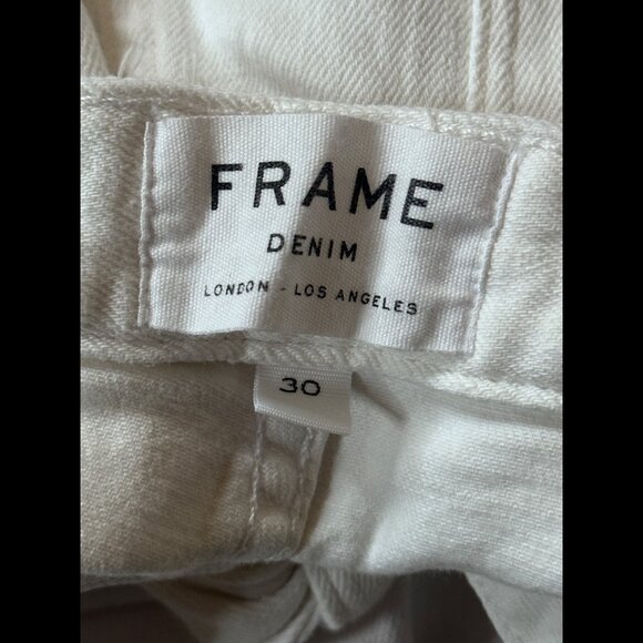 Frame Jeans 30 Womens White Le High Straight Denim Frayed Belted - Picture 7 of 9